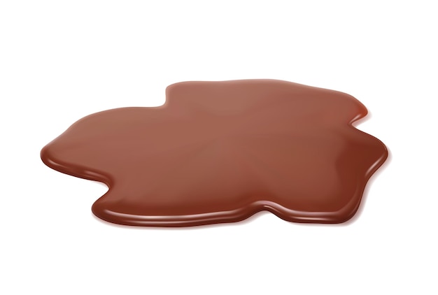 Vloeibare chocolade plas bruine choco melk morsen geïsoleerde realistische 3D vector vlek of druppel Rijke en sappige dessert genot Gladde en glanzende klomp met gladde fluweel smeltende textuur