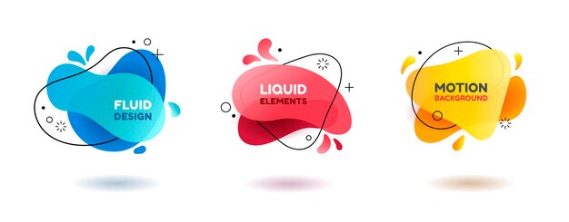 vloeiende elementen, vloeibare elementen, abstracte geometrische vormen met lijnen en punten
