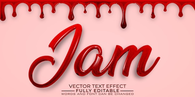 Vloeiende rode jam Vector bewerkbare teksteffectsjabloon