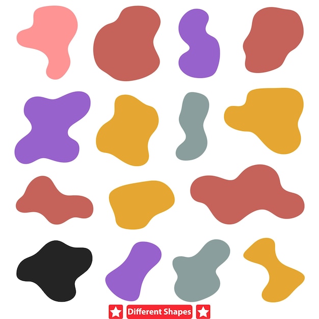 Vloeistofvormen veelzijdige silhouetten in de vorm van klontjes voor creatieve ontwerpen