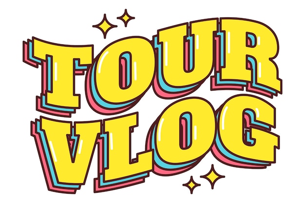 Vlog Flat Typography Sticker Design