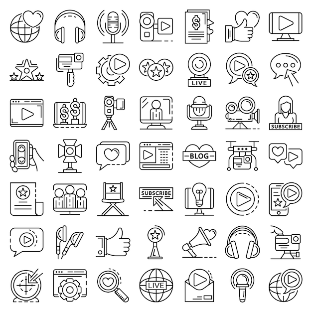 Vector vlog icon set. outline set of vlog vector icons