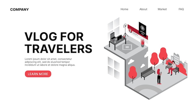 Vlog for Travelers Vlogging Horizontal Web Landing Page