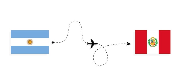 Vlucht en reis van Argentinië naar Peru per passagiersvliegtuig Reisconcept
