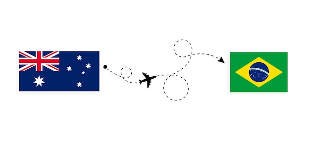 Vlucht en reis van Australië naar Brazilië per passagiersvliegtuig Reisconcept