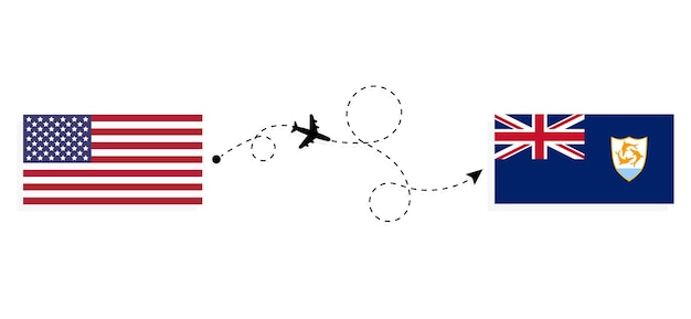 Vlucht en reis van de VS naar Anguilla per passagiersvliegtuig Reisconcept