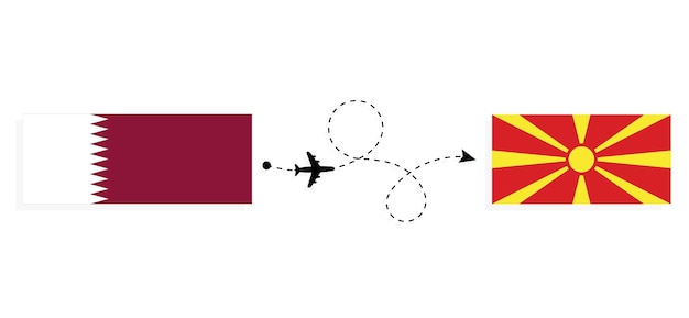 Vlucht en reis van Qatar naar Macedonië per passagiersvliegtuig Reisconcept