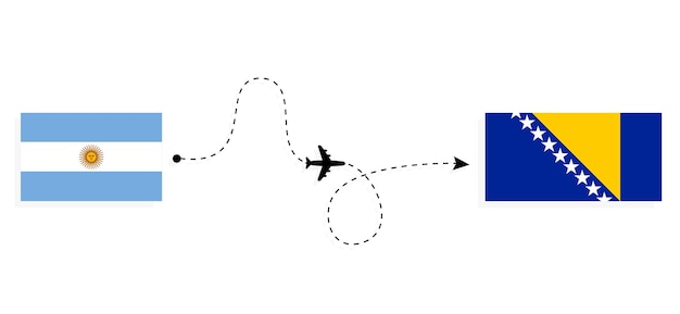 Vlucht en reizen van Argentinië naar Bosnië en Herzegovina per passagiersvliegtuig Reisconcept