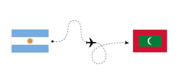 Vlucht en reizen van Argentinië naar Malediven per passagiersvliegtuig Reisconcept