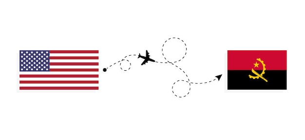 Vlucht en reizen van de VS naar Angola per passagiersvliegtuig Reisconcept