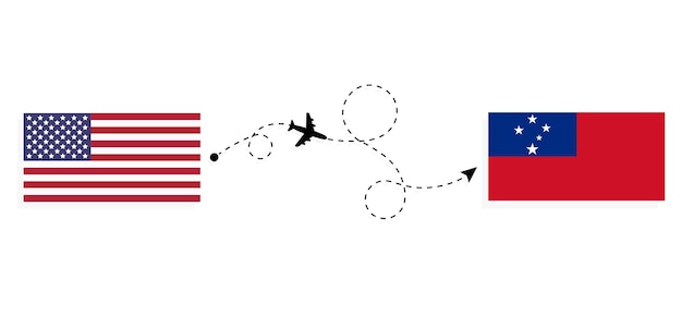 Vlucht en reizen van de VS naar Samoa per passagiersvliegtuig Reisconcept