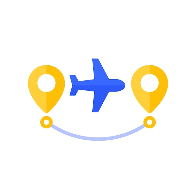 Vluchtroute icoon met een vliegtuig platte vector