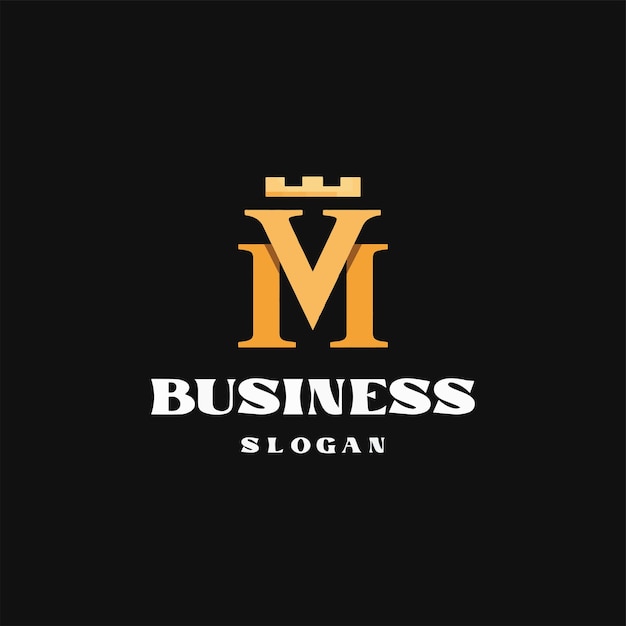 VM Letter Crown Monogram Logo op zwarte achtergrond
