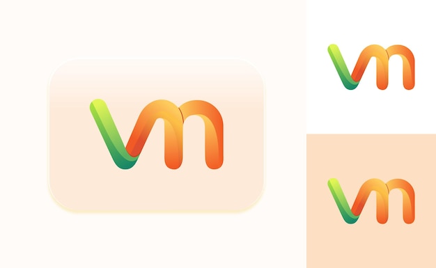 VM文字ロゴデザインのグラデーションカラー