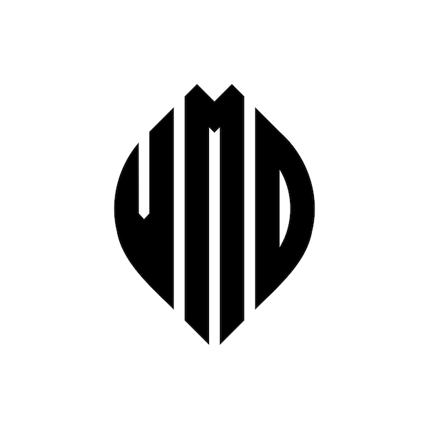 Vector vmo cirkel letter logo ontwerp met cirkel en ellips vorm