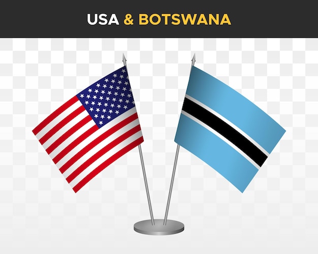VN Verenigde Naties vs Botswana bureau vlaggen mockup geïsoleerde 3d vector illustratie tafel vlaggen
