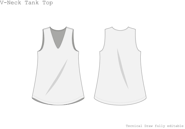 VNeck Tank Top Technical Draw