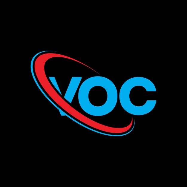 Logo voc lettera voc lettera logo design iniziali logo voc collegato con cerchio e maiuscolo monogramma logo voc tipografia per il business tecnologico e marchio immobiliare