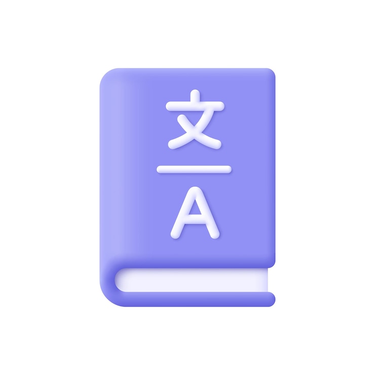 Vector 어휘 책 사전 elearning 및 교육 학습 언어 과정 개념 3d 벡터 아이콘 만화 최소한의 스타일