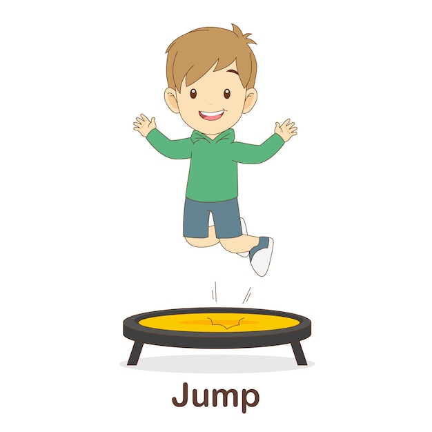 Словарная флеш-карта для детей. перейти с изображением прыжка