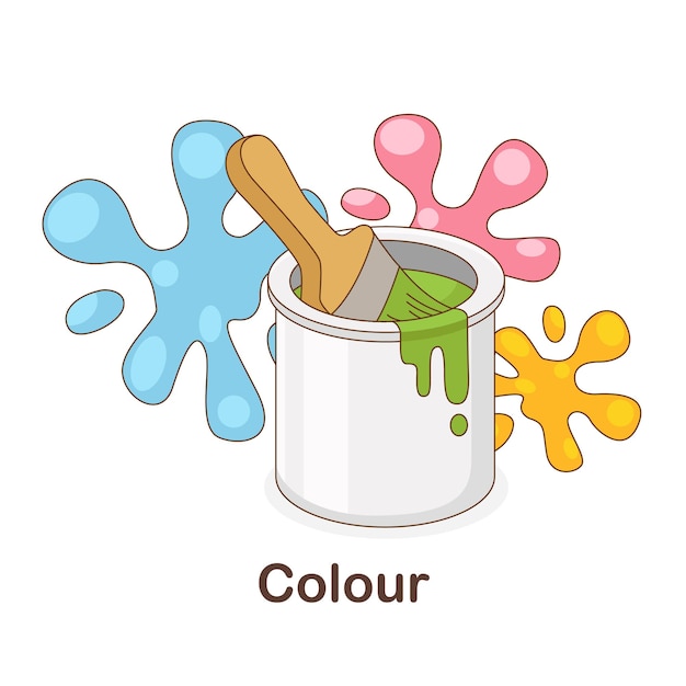 Vocabulary Flash Card for kids. Colour with picture of colour