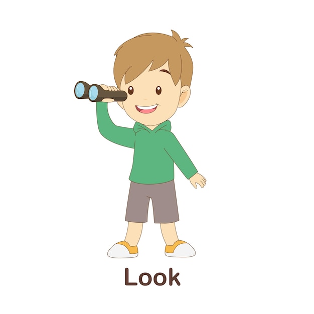 Словарная флеш-карта для детей. смотреть с изображением взгляда