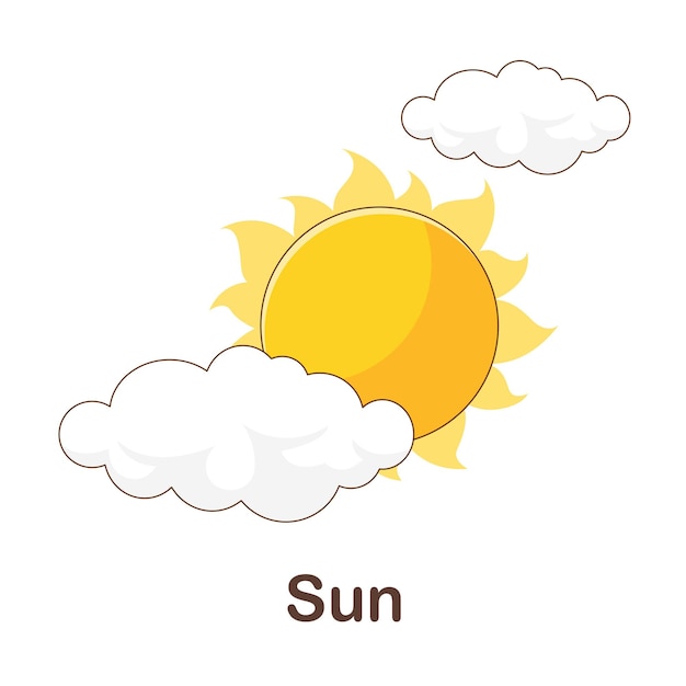 Vocabulary flash card for kids. sun to with picture sun