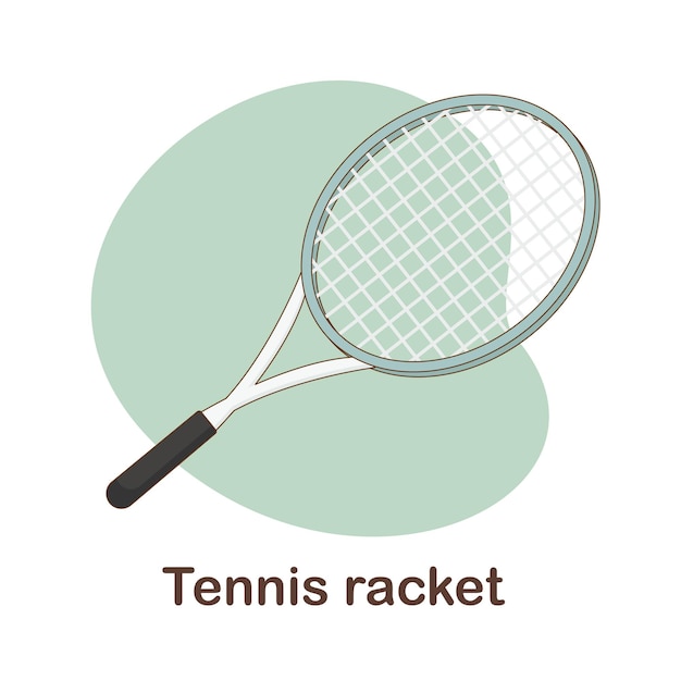 Vocabulary Flash Card for kids. Tennis racket with picture of tennis racket