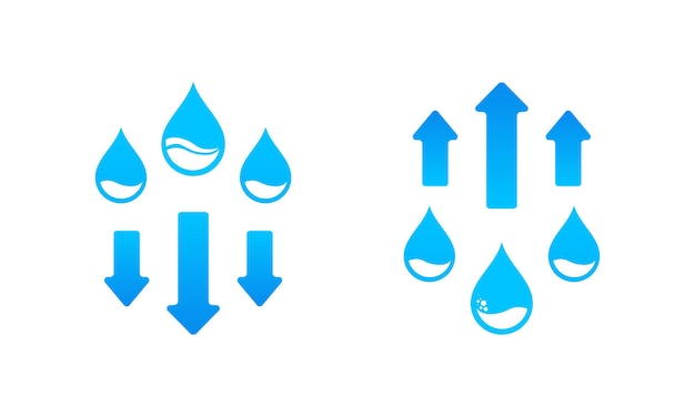 Vochtigheidsniveau omhoog en omlaag pictogram. Waterfiets. Vector op geïsoleerde witte achtergrond. EPS-10.