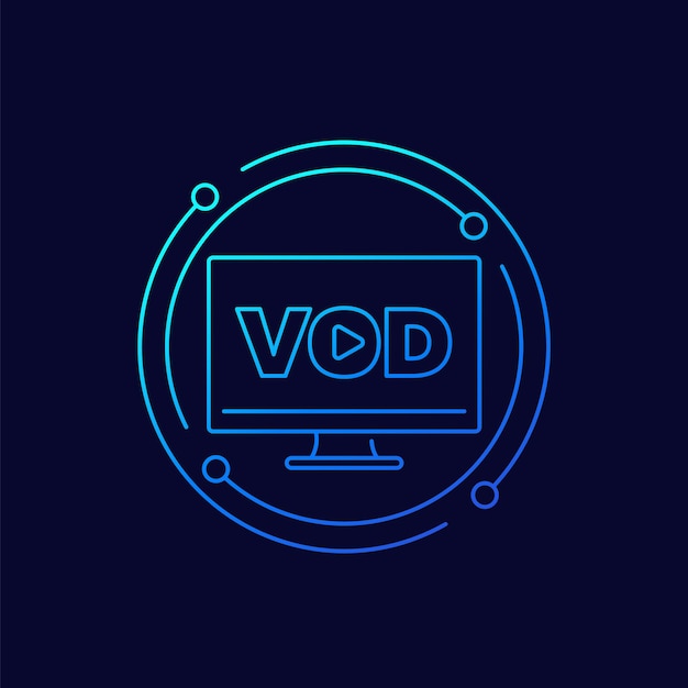 Vector vod video on demand icon linear vector