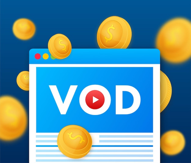 Vod video on demand video monetization vector stock illustration