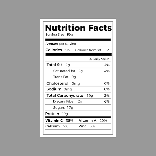 Vector voedingsfeiten label