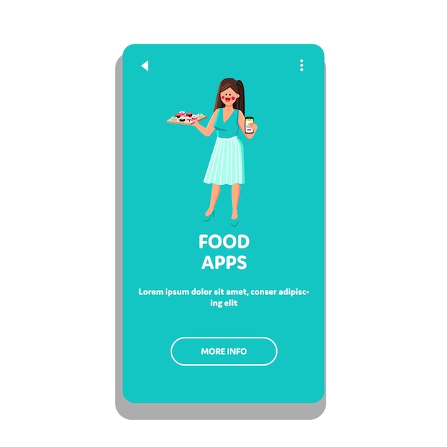 Voedsel-apps voor het online bestellen van maaltijden op telefoonvector