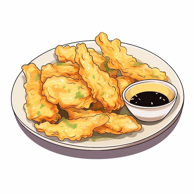 Vector voedsel aziatische keuken restaurant tempura vector japanse garnalen traditionele illustratie japa