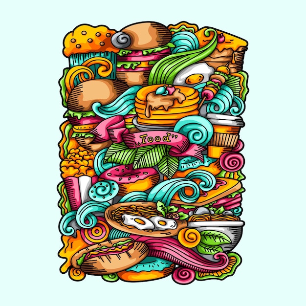 Voedsel doodle vector ontwerp illustratie