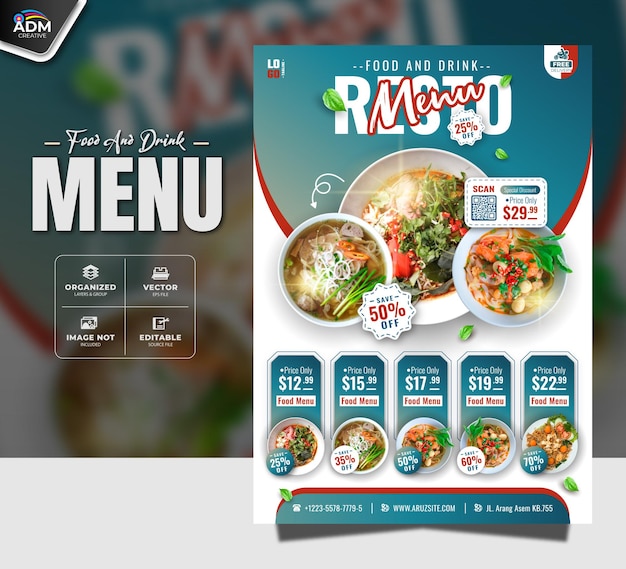 Voedsel en drank Restaurant menu sjabloon
