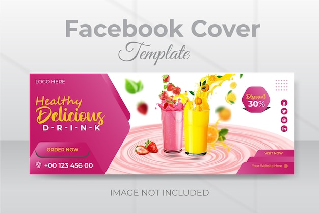 Voedsel facebook omslagontwerpsjabloon met premium vector