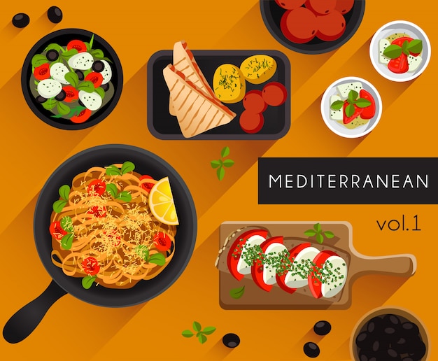 Voedsel illustratie: mediterrane gerechten