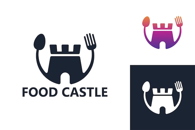 Voedsel kasteel logo sjabloon premium vector