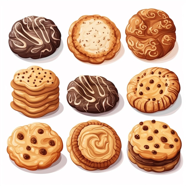 voedsel koekje zoet illustratie snack vector geïsoleerd chocolade dessert bakkerij koekje sug