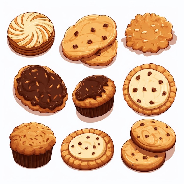 voedsel koekje zoet illustratie snack vector geïsoleerd chocolade dessert bakkerij koekje sug