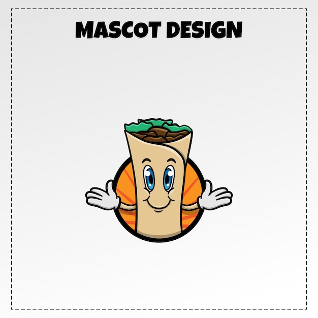 Voedsel logo kebab mascotte illustratie vector ontwerp