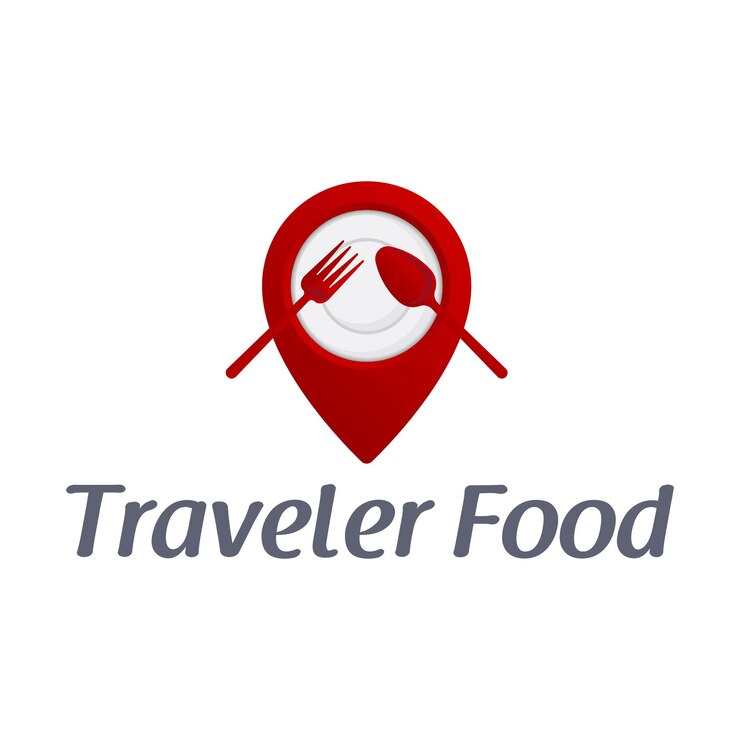 Voedsel Logo sjabloon. Restaurant Logo ontwerpsjabloon. Reiziger voedsel logo.