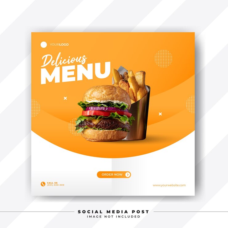 Voedsel menu vierkante sociale media sjabloon voor spandoek