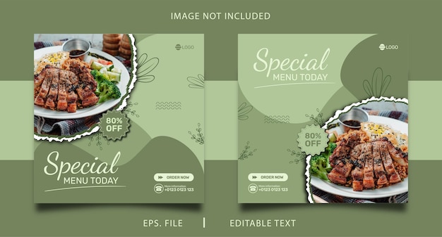 Vector voedsel poster verkoop sociale media promotie en instagram banner poster post sjabloonontwerp