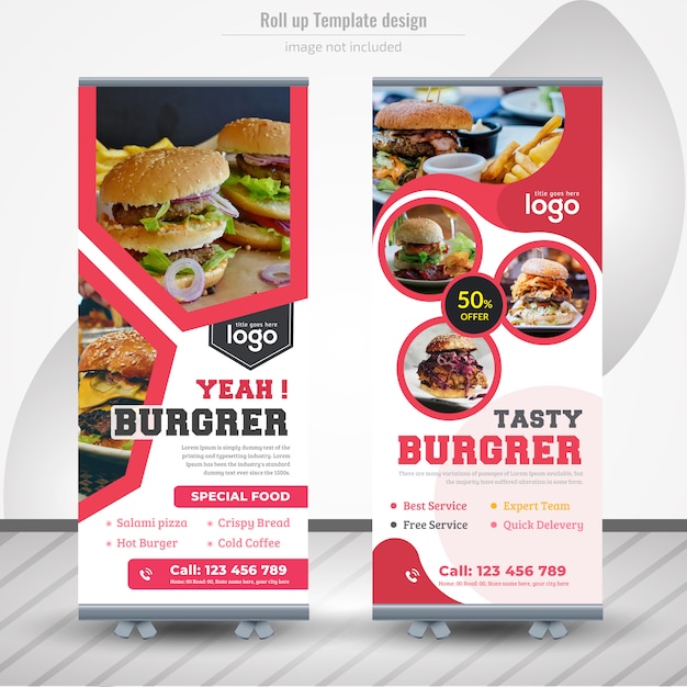 Voedsel roll-up banner design voor restaurant