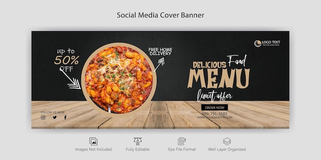 Vector voedsel social media promotie en facebook banner ontwerpsjabloon