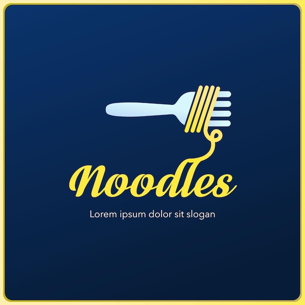 Voedsel spaghetti pasta maaltijd restaurant logo ontwerp vector vork met noodle pictogram symbool teken