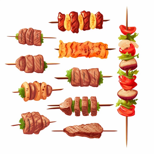 Vector voedsel vlees kebab rundvlees restaurant grill vector maaltijd gegrild ontwerp heerlijk turks menu