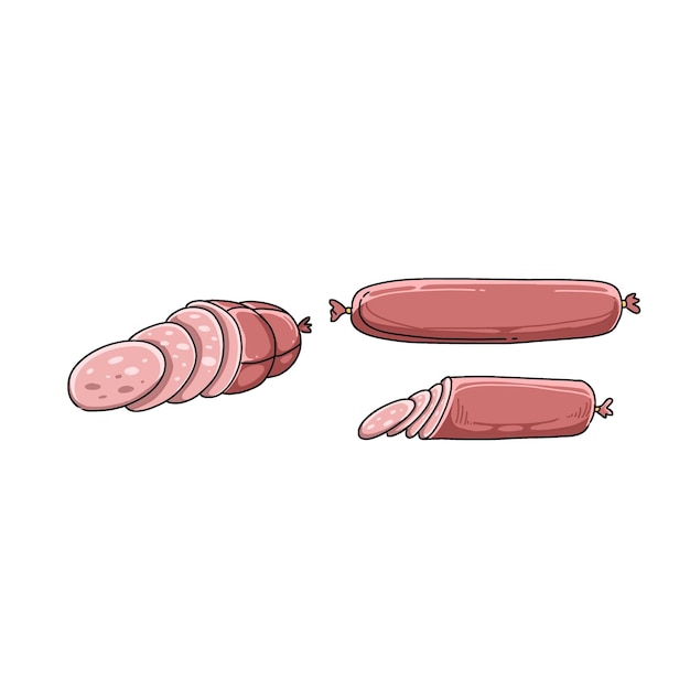voedsel worst vector vlees varkensvlees illustratie barbecue pictogram foto doodle vector kunst illustraties